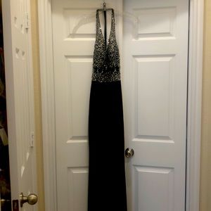 Sequined Black Halter Dress
